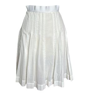 MARGARET O’LEARY White Cotton Mini Skirt‎ Embroidered Pleated Clean Girl Small